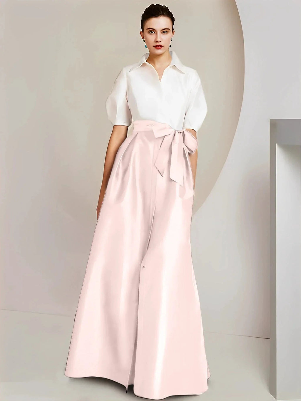 A-Line/Princess Shirt Collar Short Sleeves 2 pieces Mother Of The Bride Dresses by Dreamylily