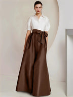 A-Line/Princess Shirt Collar Short Sleeves 2 pieces Mother Of The Bride Dresses by Dreamylily
