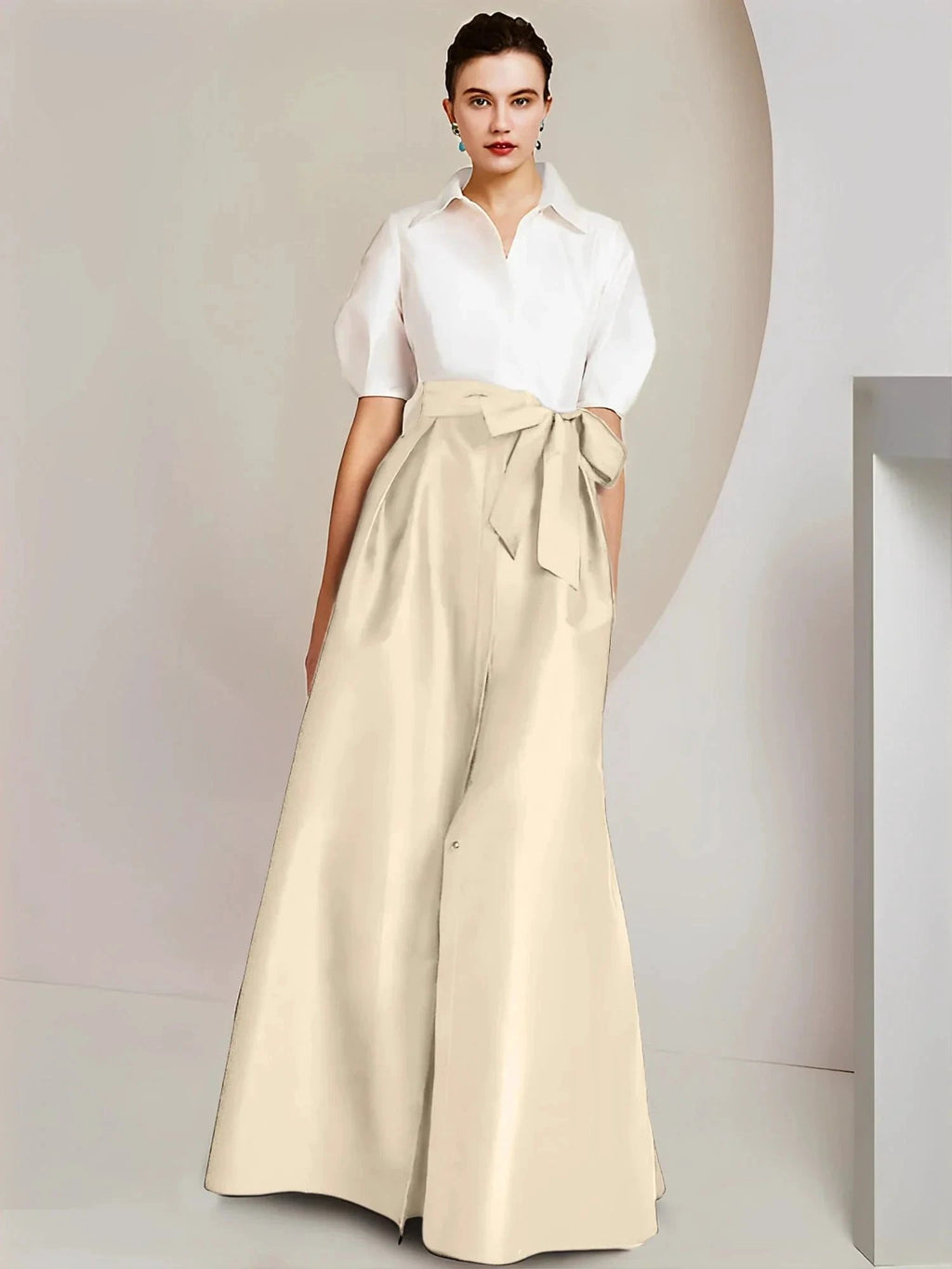 A-Line/Princess Shirt Collar Short Sleeves 2 pieces Mother Of The Bride Dresses by Dreamylily