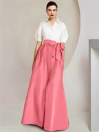 A-Line/Princess Shirt Collar Short Sleeves 2 pieces Mother Of The Bride Dresses by Dreamylily