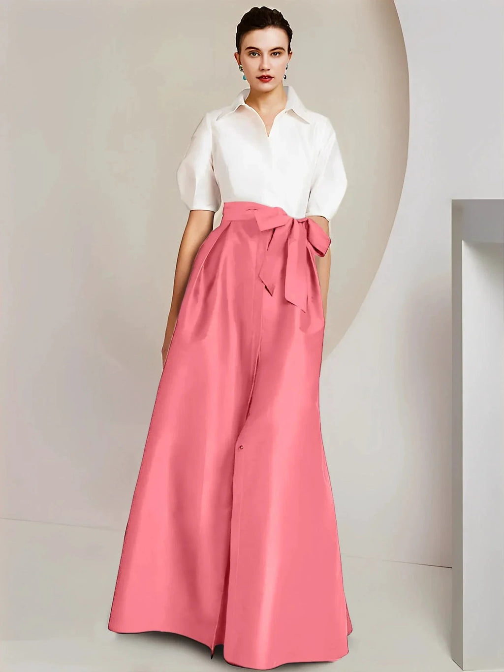 A-Line/Princess Shirt Collar Short Sleeves 2 pieces Mother Of The Bride Dresses by Dreamylily