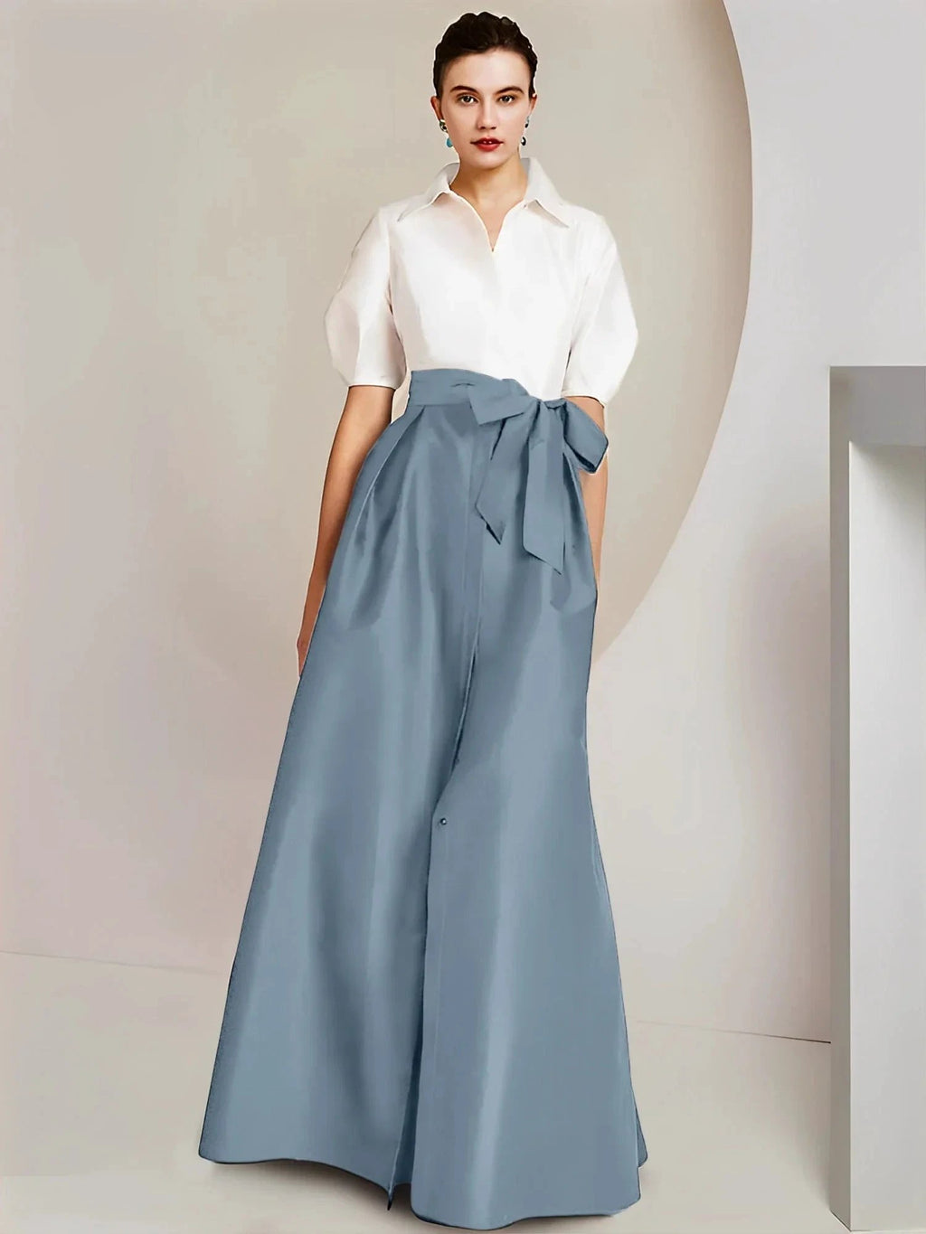 A-Line/Princess Shirt Collar Short Sleeves 2 pieces Mother Of The Bride Dresses by Dreamylily
