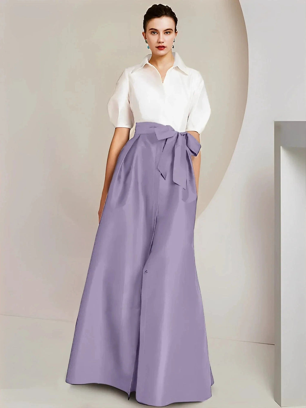 A-Line/Princess Shirt Collar Short Sleeves 2 pieces Mother Of The Bride Dresses by Dreamylily