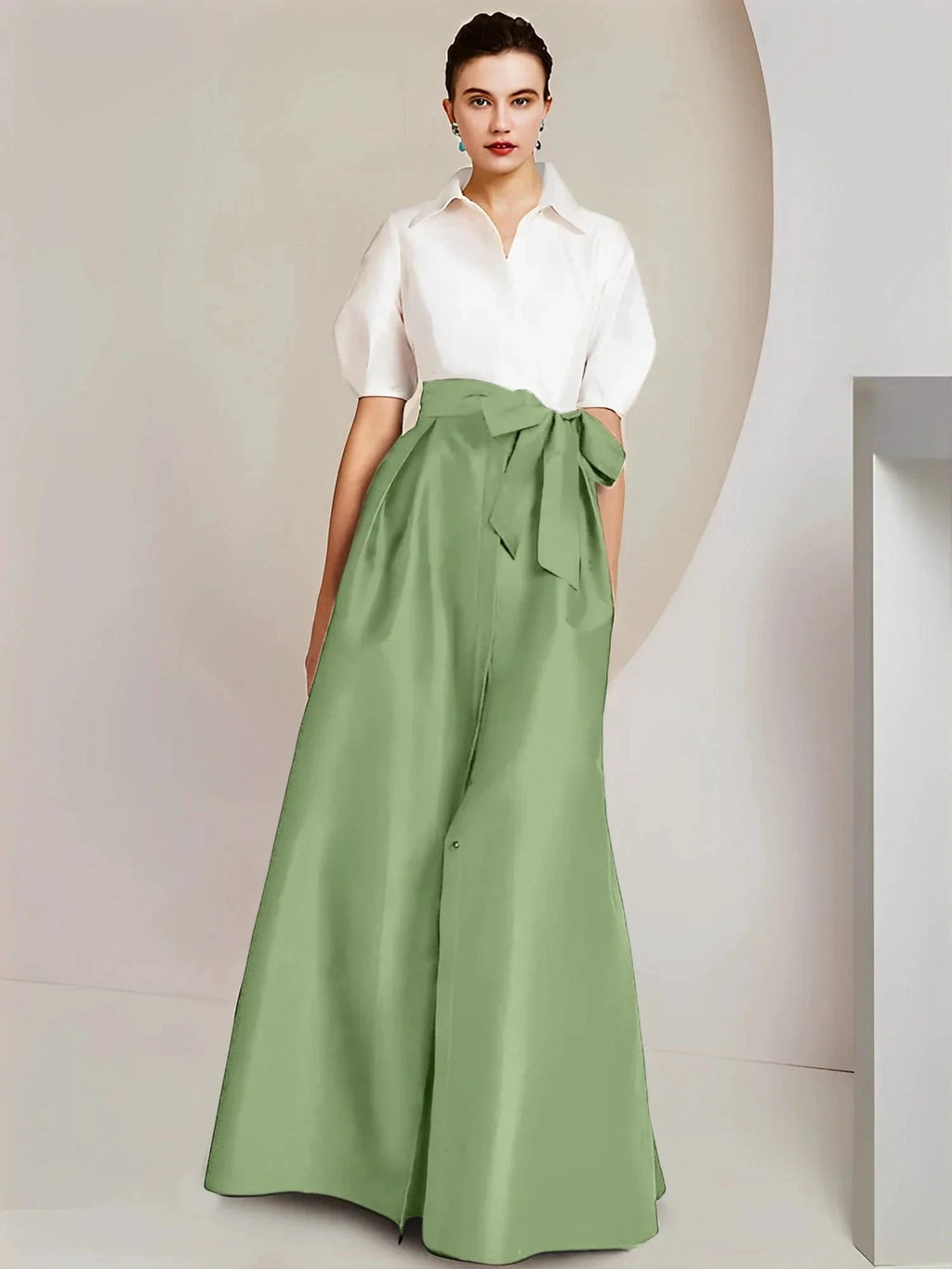 A-Line/Princess Shirt Collar Short Sleeves 2 pieces Mother Of The Bride Dresses by Dreamylily