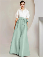 A-Line/Princess Shirt Collar Short Sleeves 2 pieces Mother Of The Bride Dresses by Dreamylily