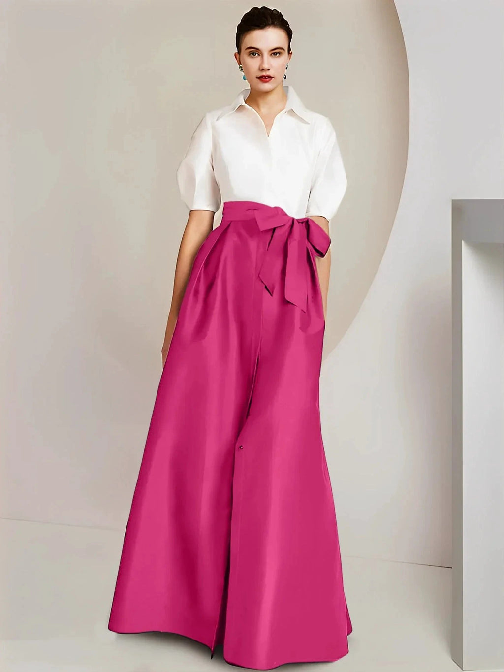 A-Line/Princess Shirt Collar Short Sleeves 2 pieces Mother Of The Bride Dresses by Dreamylily