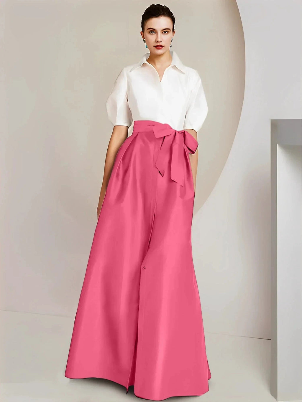 A-Line/Princess Shirt Collar Short Sleeves 2 pieces Mother Of The Bride Dresses by Dreamylily