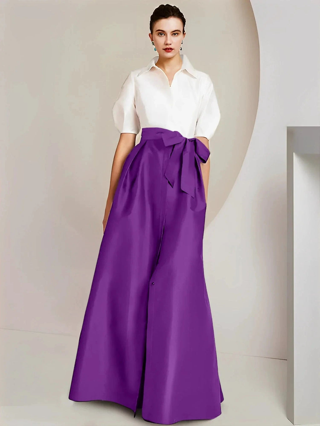 A-Line/Princess Shirt Collar Short Sleeves 2 pieces Mother Of The Bride Dresses by Dreamylily
