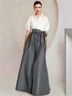 A-Line/Princess Shirt Collar Short Sleeves 2 pieces Mother Of The Bride Dresses by Dreamylily