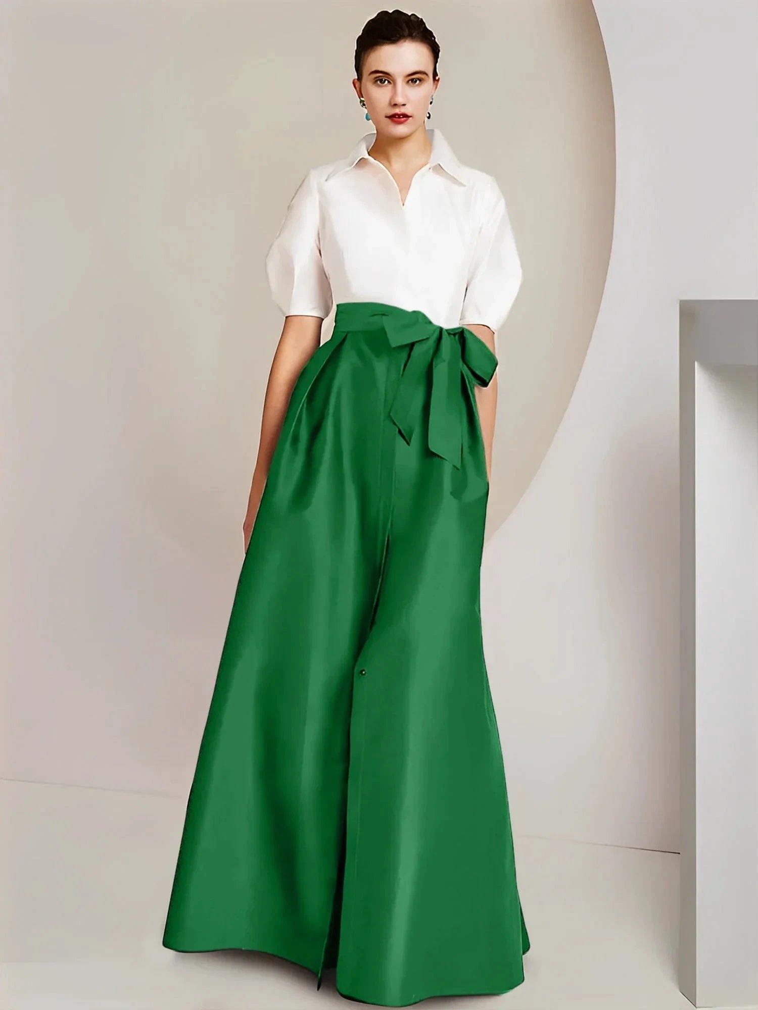 A-Line/Princess Shirt Collar Short Sleeves 2 pieces Mother Of The Bride Dresses by Dreamylily