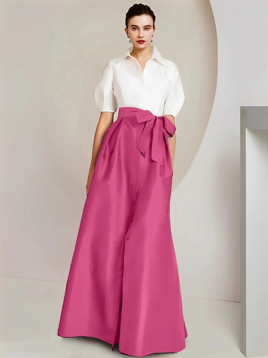 A-Line/Princess Shirt Collar Short Sleeves 2 pieces Mother Of The Bride Dresses by Dreamylily
