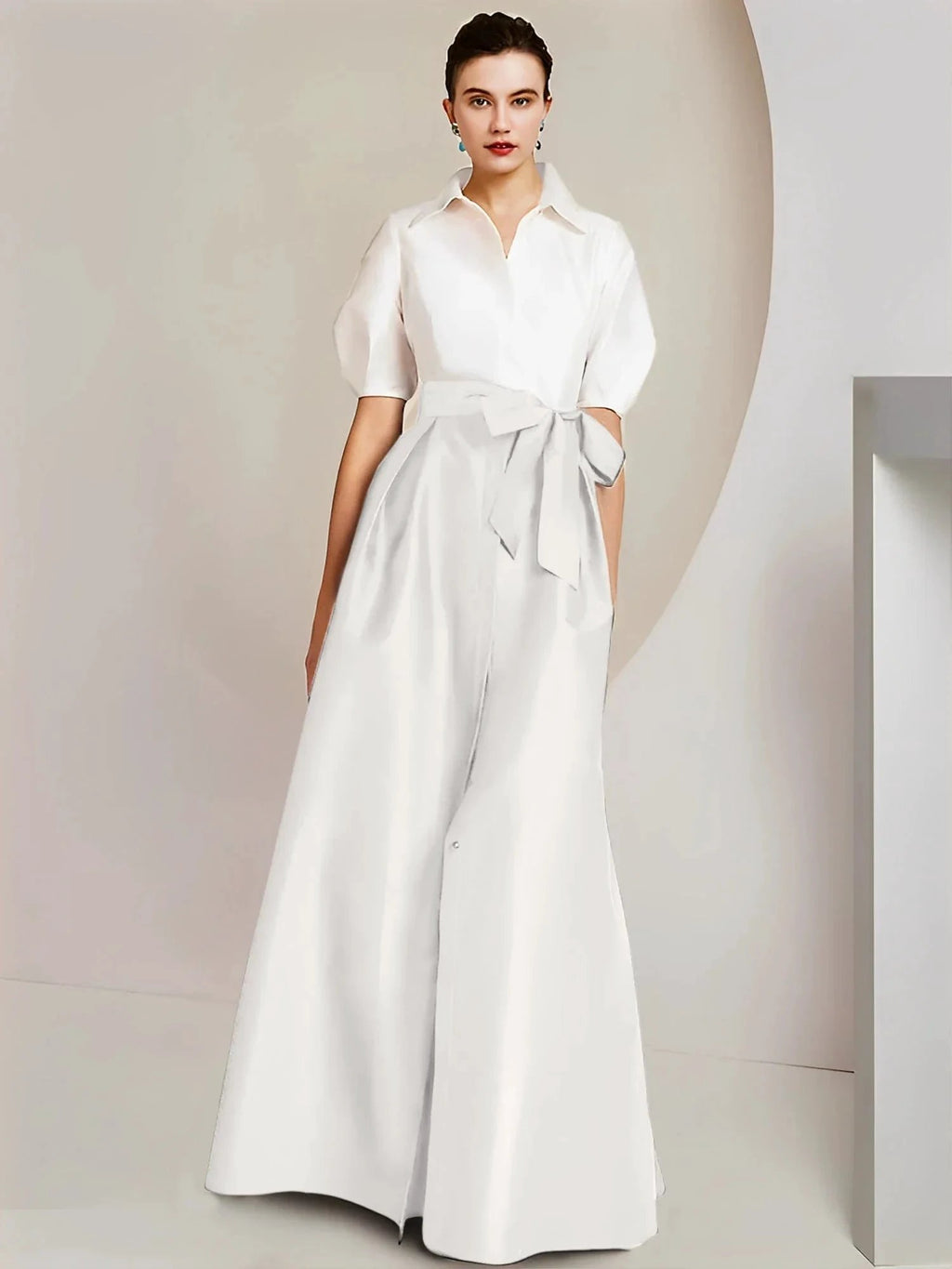 A-Line/Princess Shirt Collar Short Sleeves 2 pieces Mother Of The Bride Dresses by Dreamylily
