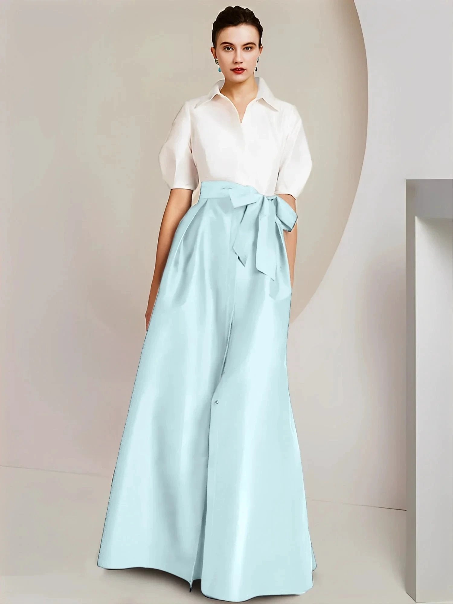 A-Line/Princess Shirt Collar Short Sleeves 2 pieces Mother Of The Bride Dresses by Dreamylily