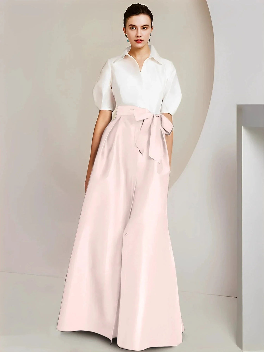 A-Line/Princess Shirt Collar Short Sleeves 2 pieces Mother Of The Bride Dresses by Dreamylily