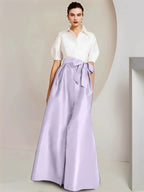 A-Line/Princess Shirt Collar Short Sleeves 2 pieces Mother Of The Bride Dresses by Dreamylily