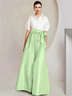 A-Line/Princess Shirt Collar Short Sleeves 2 pieces Mother Of The Bride Dresses by Dreamylily