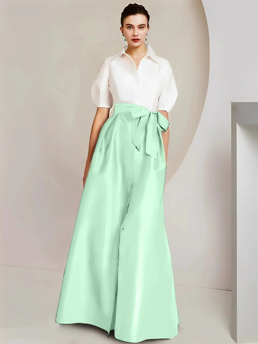 A-Line/Princess Shirt Collar Short Sleeves 2 pieces Mother Of The Bride Dresses by Dreamylily