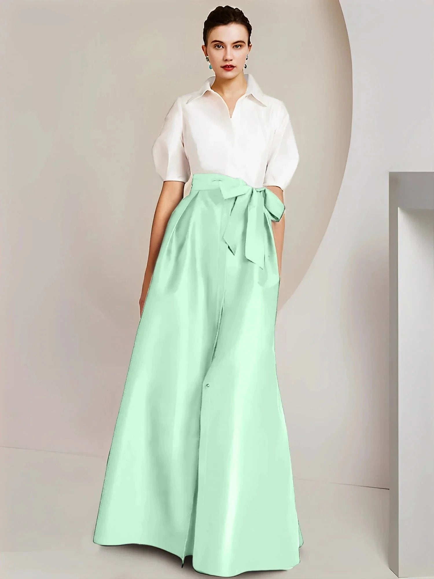 A-Line/Princess Shirt Collar Short Sleeves 2 pieces Mother Of The Bride Dresses by Dreamylily