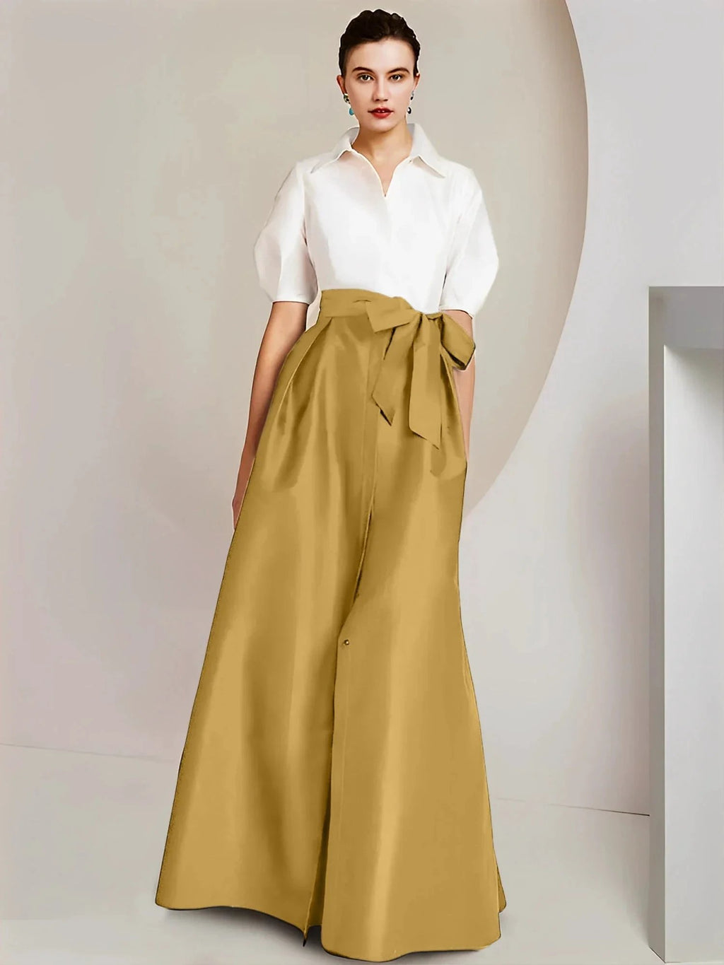 A-Line/Princess Shirt Collar Short Sleeves 2 pieces Mother Of The Bride Dresses by Dreamylily