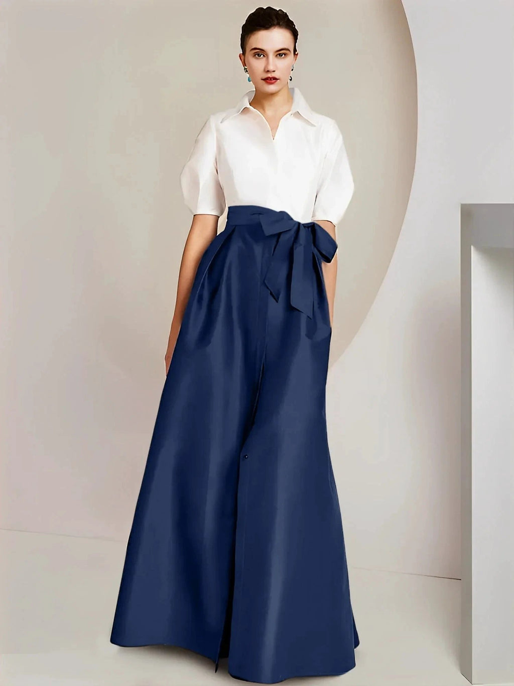 A-Line/Princess Shirt Collar Short Sleeves 2 pieces Mother Of The Bride Dresses by Dreamylily