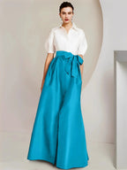 A-Line/Princess Shirt Collar Short Sleeves 2 pieces Mother Of The Bride Dresses by Dreamylily