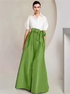 A-Line/Princess Shirt Collar Short Sleeves 2 pieces Mother Of The Bride Dresses by Dreamylily
