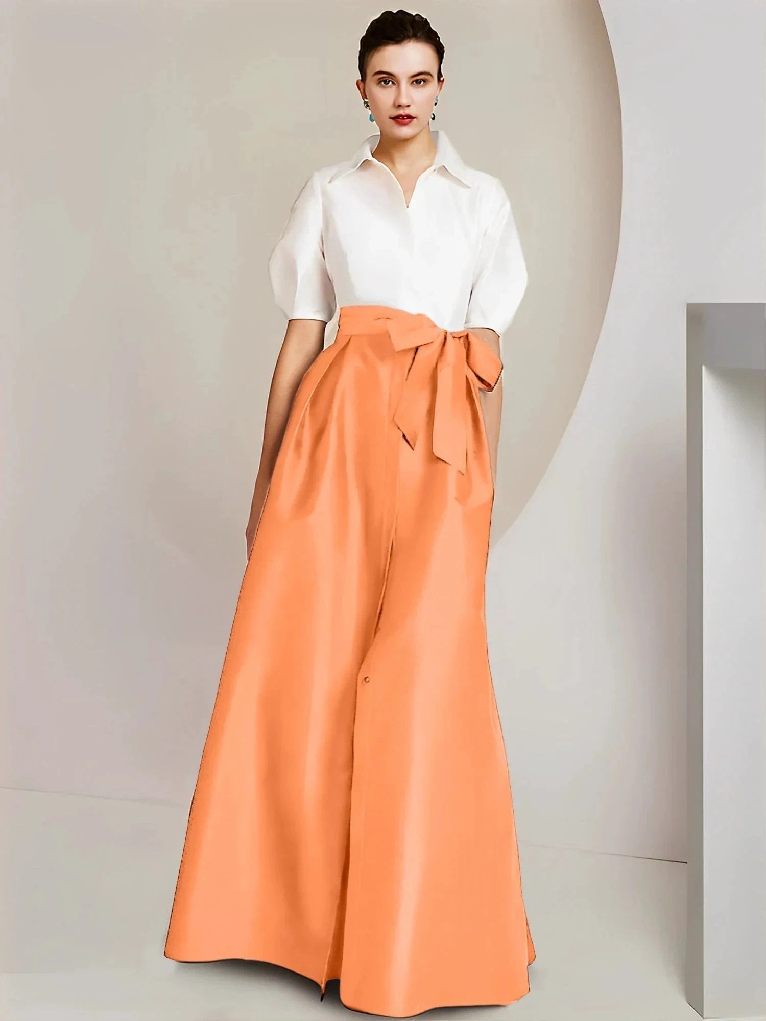 A-Line/Princess Shirt Collar Short Sleeves 2 pieces Mother Of The Bride Dresses by Dreamylily