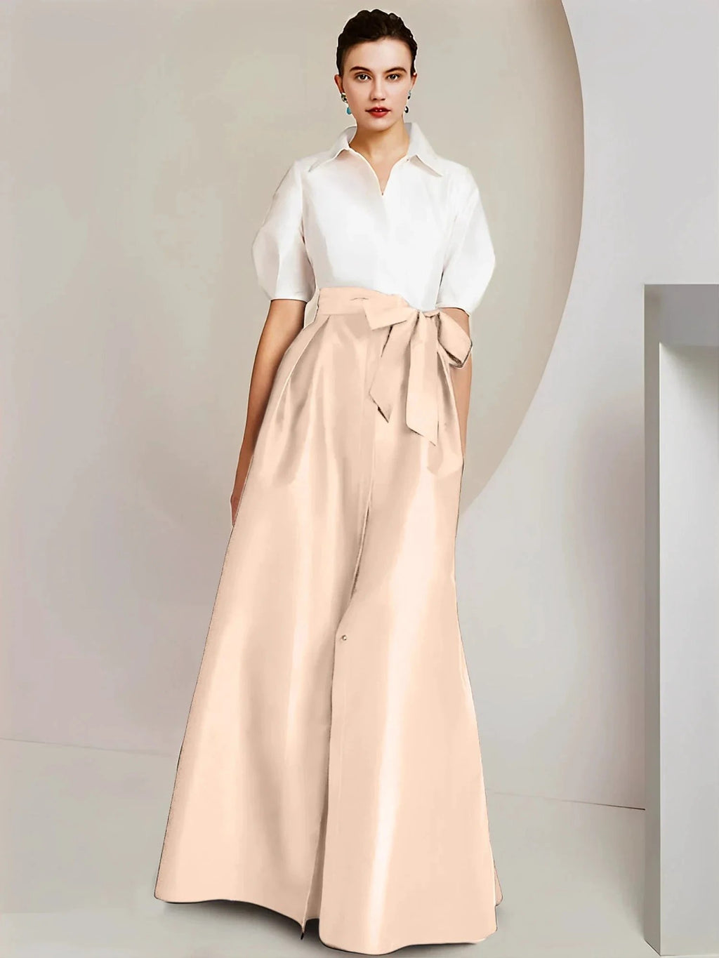 A-Line/Princess Shirt Collar Short Sleeves 2 pieces Mother Of The Bride Dresses by Dreamylily