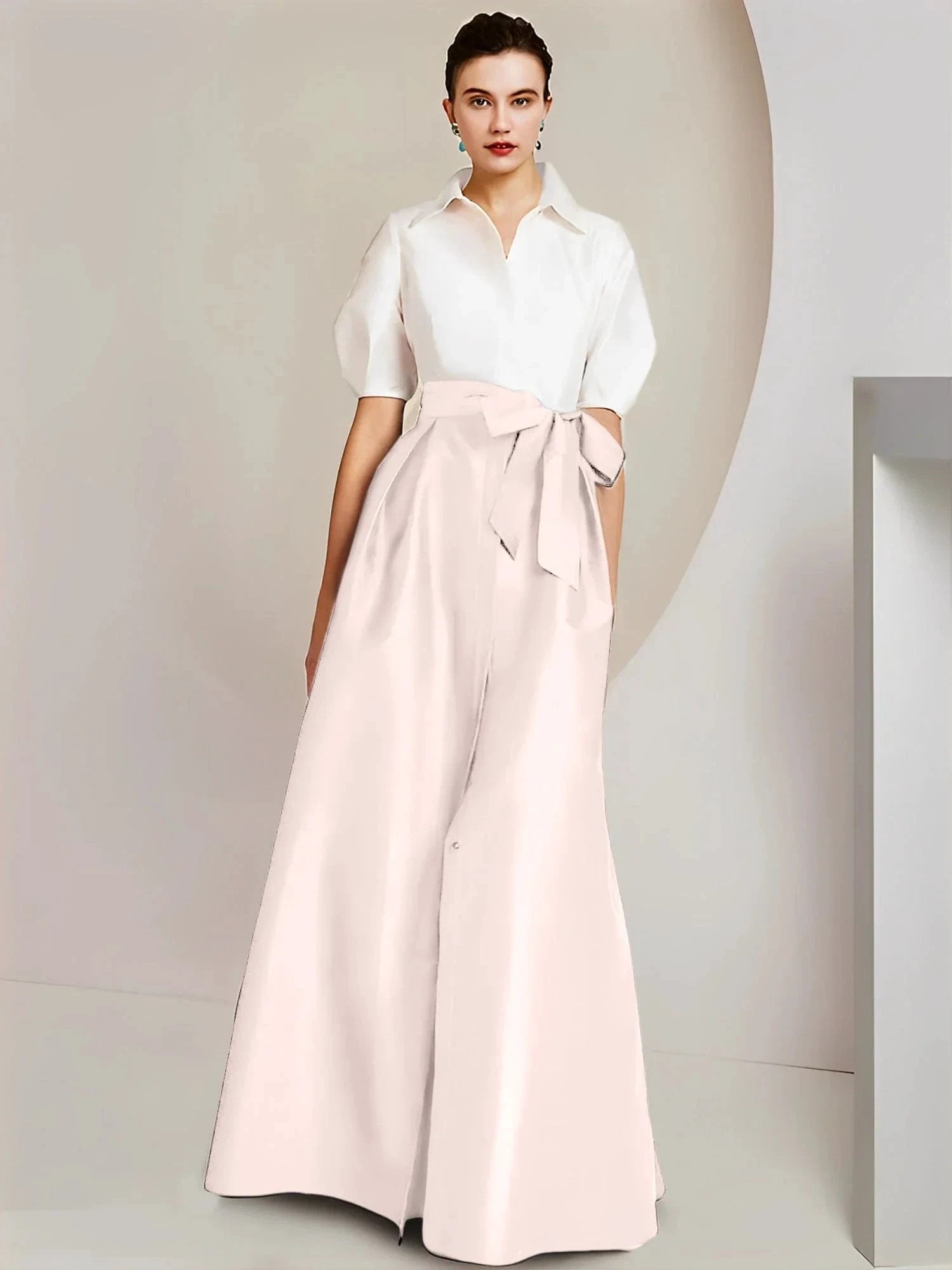 A-Line/Princess Shirt Collar Short Sleeves 2 pieces Mother Of The Bride Dresses by Dreamylily