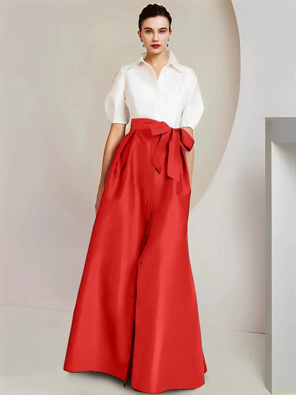 A-Line/Princess Shirt Collar Short Sleeves 2 pieces Mother Of The Bride Dresses by Dreamylily