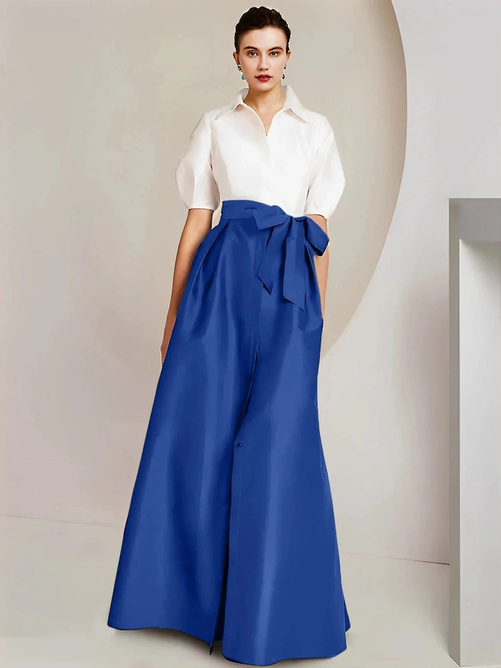 A-Line/Princess Shirt Collar Short Sleeves 2 pieces Mother Of The Bride Dresses by Dreamylily