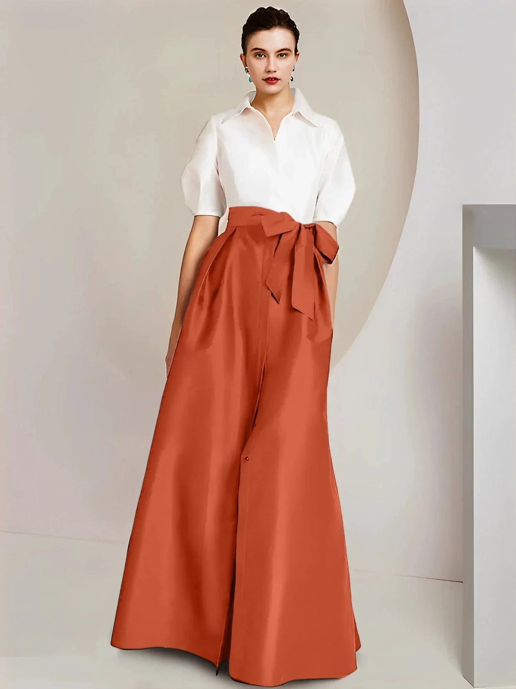 A-Line/Princess Shirt Collar Short Sleeves 2 pieces Mother Of The Bride Dresses by Dreamylily