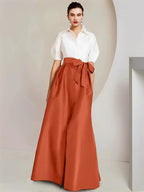 A-Line/Princess Shirt Collar Short Sleeves 2 pieces Mother Of The Bride Dresses by Dreamylily