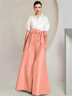 A-Line/Princess Shirt Collar Short Sleeves 2 pieces Mother Of The Bride Dresses by Dreamylily