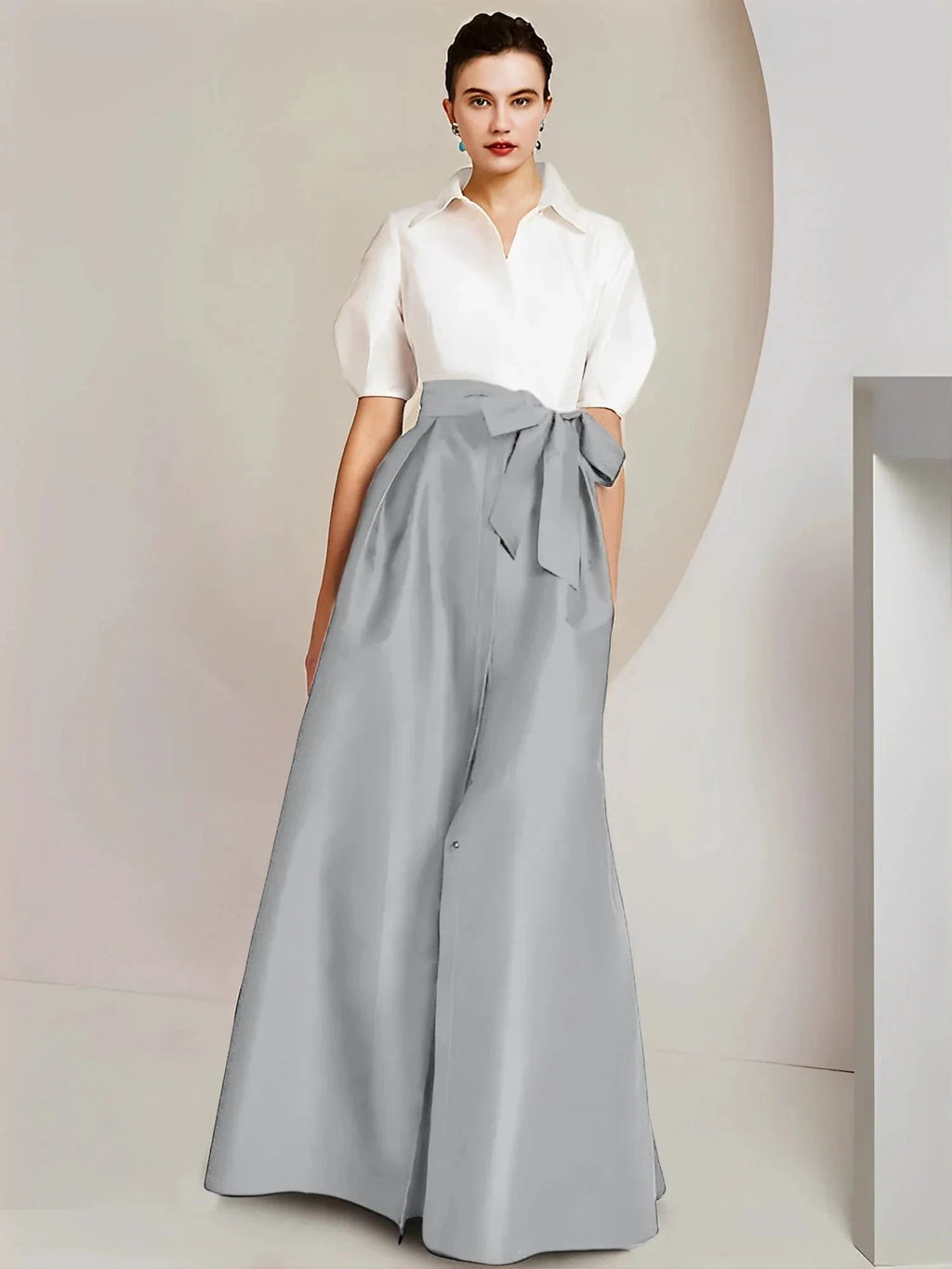 A-Line/Princess Shirt Collar Short Sleeves 2 pieces Mother Of The Bride Dresses by Dreamylily