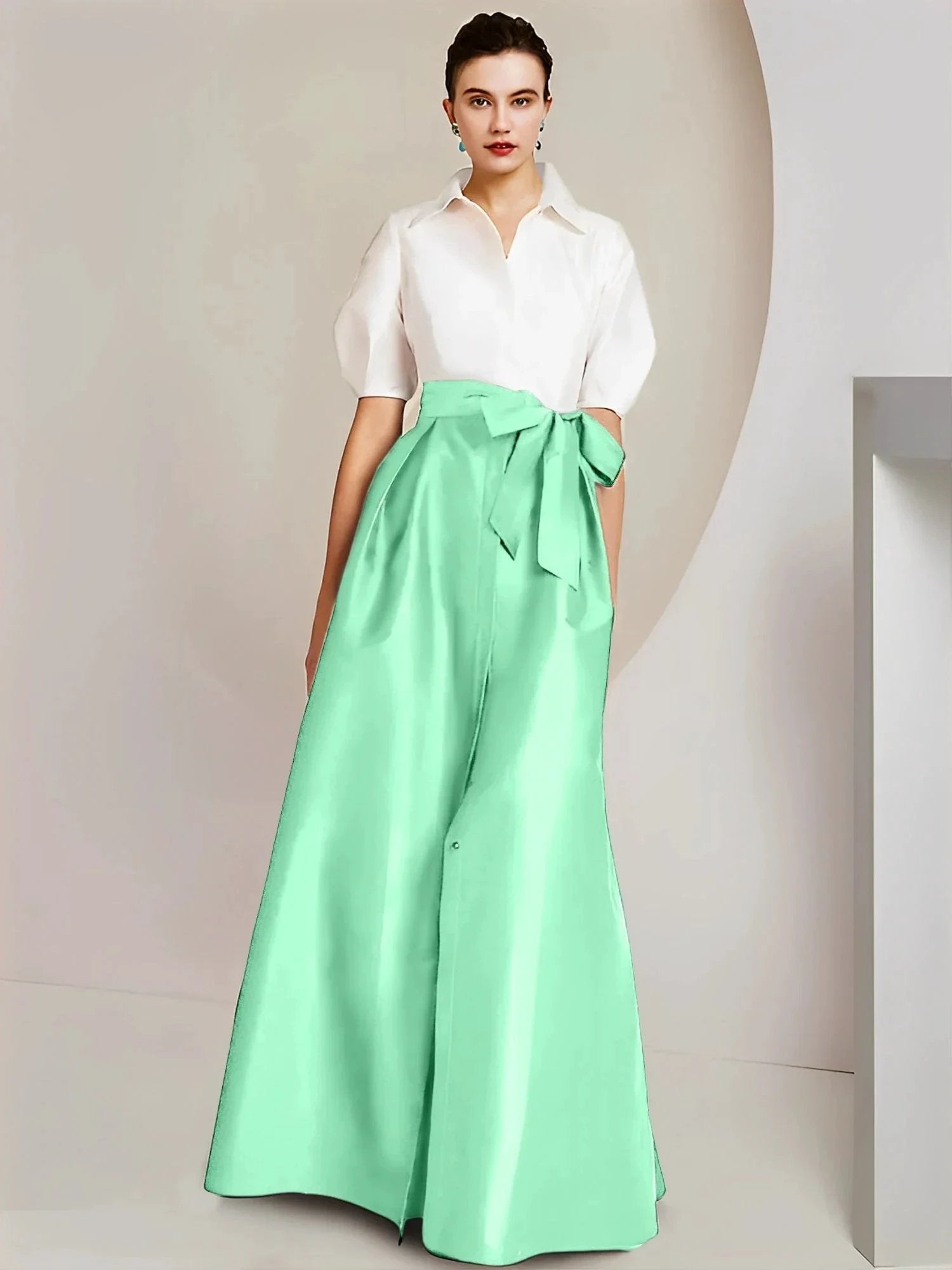 A-Line/Princess Shirt Collar Short Sleeves 2 pieces Mother Of The Bride Dresses by Dreamylily
