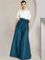 A-Line/Princess Shirt Collar Short Sleeves 2 pieces Mother Of The Bride Dresses by Dreamylily