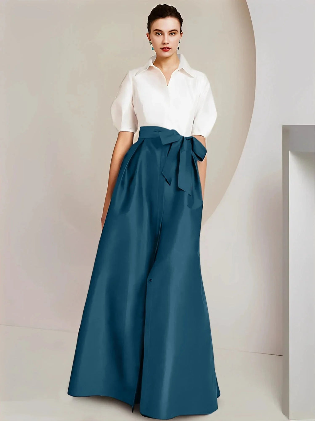 A-Line/Princess Shirt Collar Short Sleeves 2 pieces Mother Of The Bride Dresses by Dreamylily