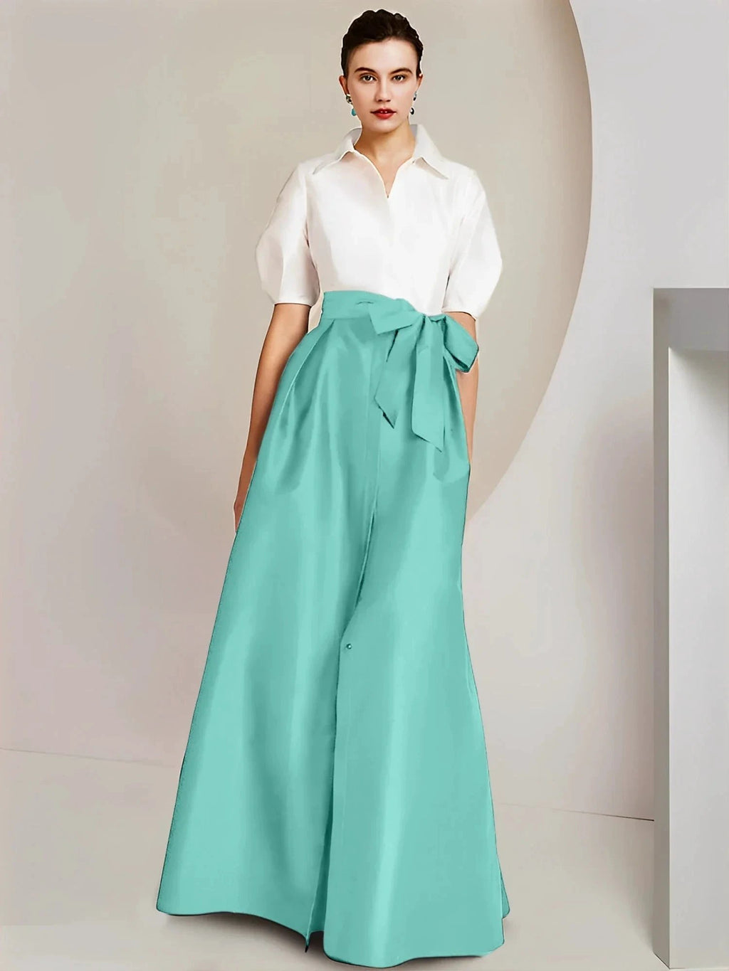 A-Line/Princess Shirt Collar Short Sleeves 2 pieces Mother Of The Bride Dresses by Dreamylily