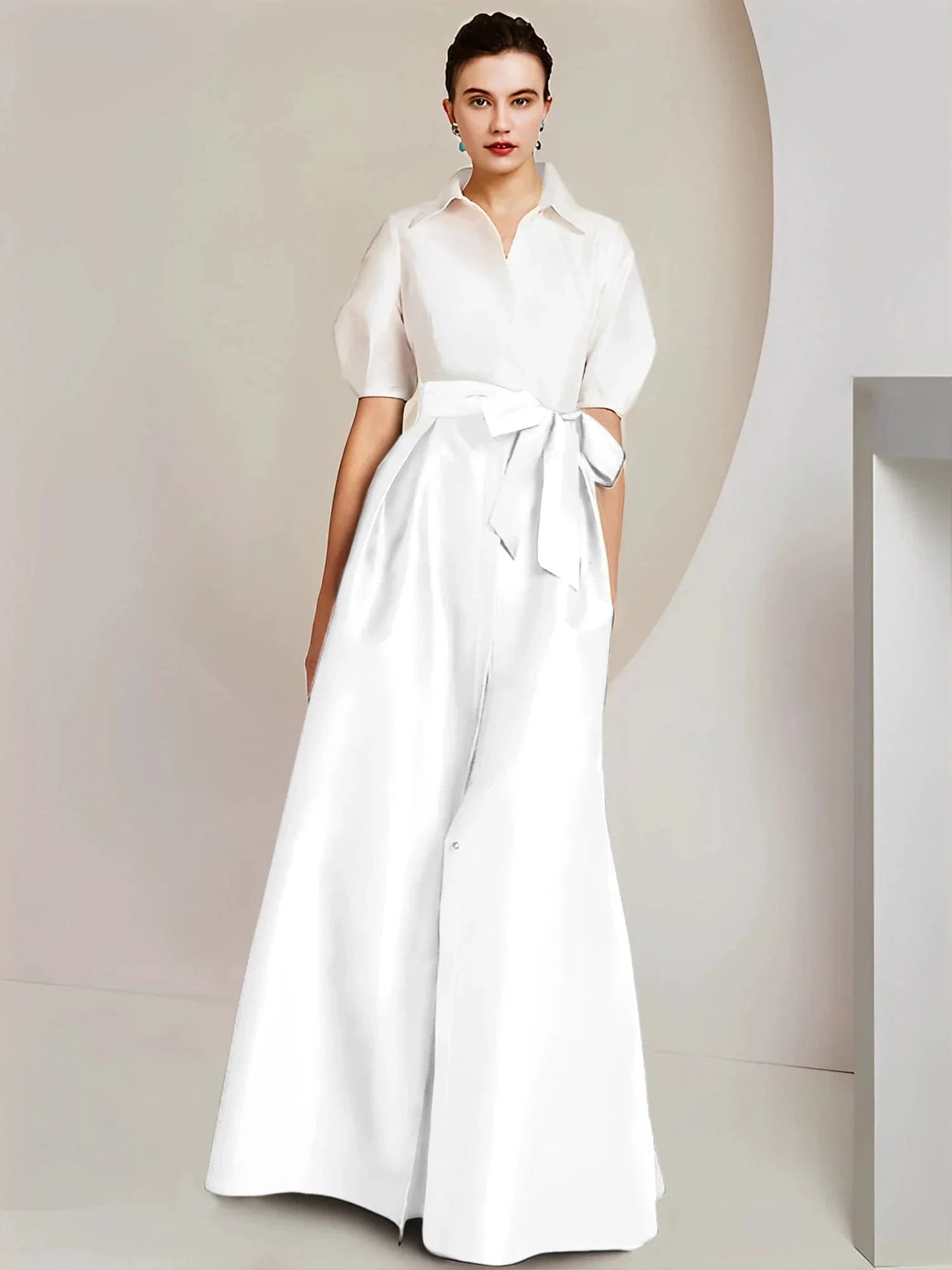 A-Line/Princess Shirt Collar Short Sleeves 2 pieces Mother Of The Bride Dresses by Dreamylily