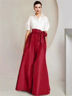 A-Line/Princess Shirt Collar Short Sleeves 2 pieces Mother Of The Bride Dresses by Dreamylily