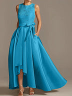 A-Line/Princess Jewel Neck Sleeveless Mother Of The Bride Dresses With Pleats Lace by Dreamylily