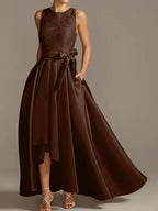 A-Line/Princess Jewel Neck Sleeveless Mother Of The Bride Dresses With Pleats Lace by Dreamylily