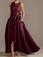 A-Line/Princess Jewel Neck Sleeveless Mother Of The Bride Dresses With Pleats Lace by Dreamylily