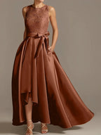 A-Line/Princess Jewel Neck Sleeveless Mother Of The Bride Dresses With Pleats Lace by Dreamylily