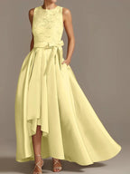 A-Line/Princess Jewel Neck Sleeveless Mother Of The Bride Dresses With Pleats Lace by Dreamylily