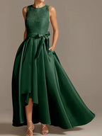 A-Line/Princess Jewel Neck Sleeveless Mother Of The Bride Dresses With Pleats Lace by Dreamylily
