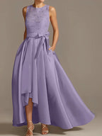 A-Line/Princess Jewel Neck Sleeveless Mother Of The Bride Dresses With Pleats Lace by Dreamylily