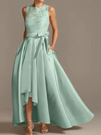 A-Line/Princess Jewel Neck Sleeveless Mother Of The Bride Dresses With Pleats Lace by Dreamylily