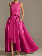 A-Line/Princess Jewel Neck Sleeveless Mother Of The Bride Dresses With Pleats Lace by Dreamylily